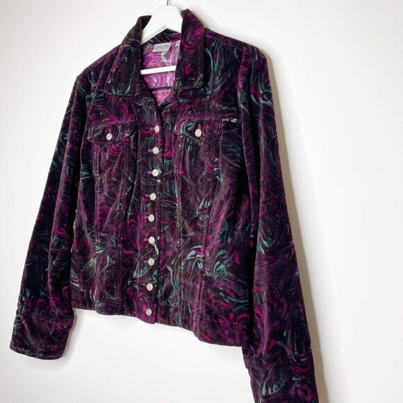 CHICO'S Crushed Velvet Printed Jacket - Picture 4 of 9